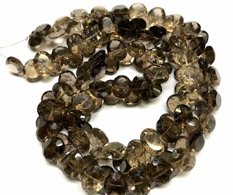 Quartz fumé perles ovales naturelles lisses pour éviter les fils cassés