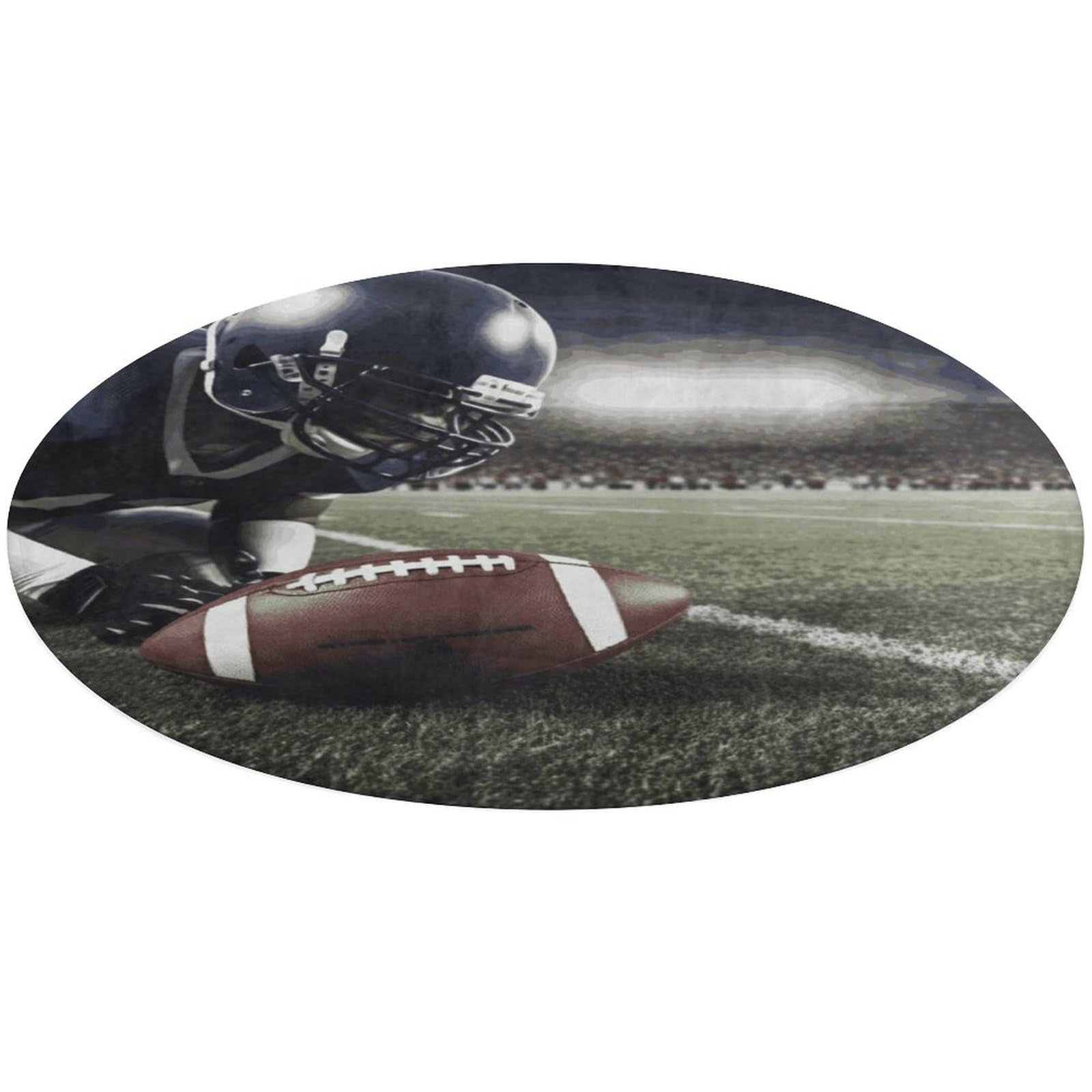Tapis rond football américain antidérapant et lavable pour chambre et bureau