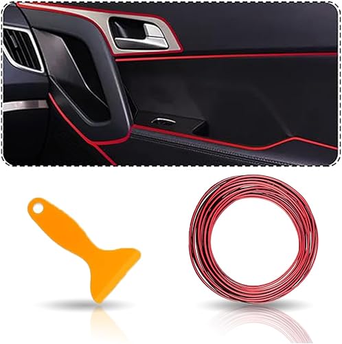 Tiras decorativas universales de 32.8 pies para decorar el salpicadero de la puerta, moldura interior del automóvil, tira flexible con herramienta