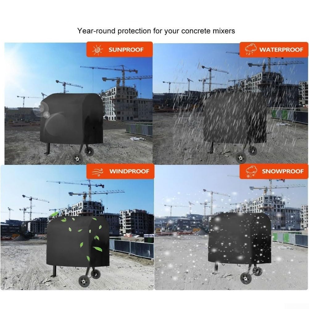 Funda para mezclador de hormigón Oxford 600D, impermeable, a prueba de polvo, funda protectora para mezclador de cemento al aire libre con correas de hebilla para protección contra la
