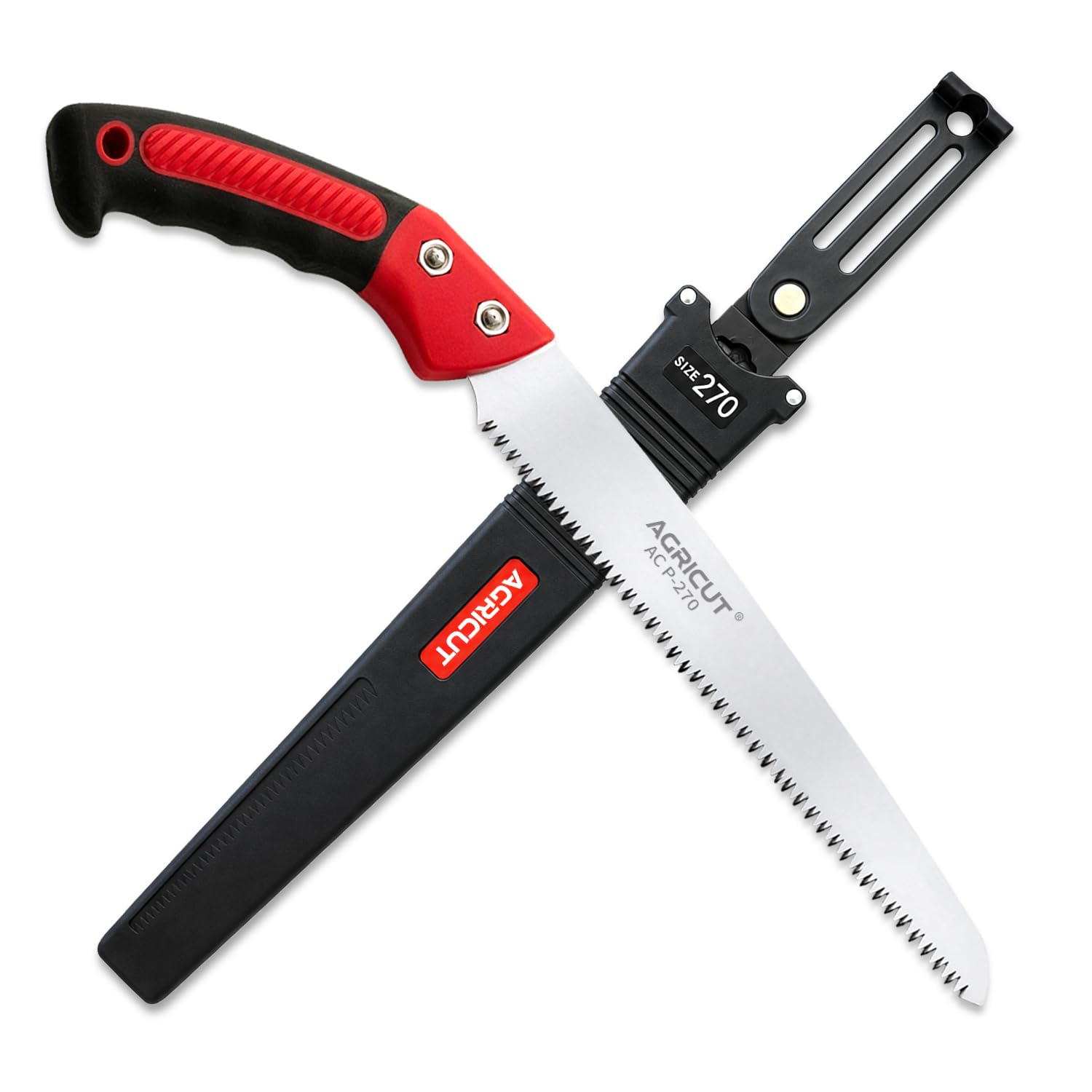 AGRICUT 420mm Hand Pruning Saw with Sheath: 0.85mm Thick High Carbon Steel Blade, Triple-Sharpened Teeth, Non-Slip Grip – Tree Saw & Camping Saw for Outdoor Garden Branch