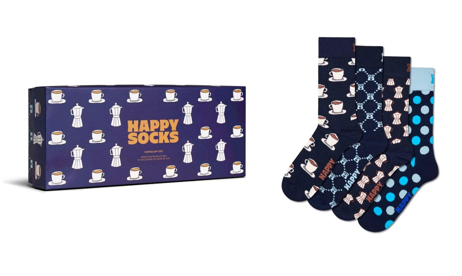 Happy Socks Chaussettes montantes à motif de café pour homme et femme, 36-40 & 41-46