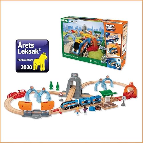 Miniatura 5 de BRIO 33972 Smart Tech Sound Action Tunnel Travel Set – Juego de tren de juguete interactivo para niños – A partir de 3 años – Efectos de sonido
