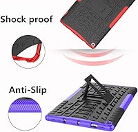 Vista 2 de Funda para Kindle Fire HD 10 2019 2017, funda resistente con función atril para tableta Yaxa Fire HD 10 de 9ª 7ª generación (azul)