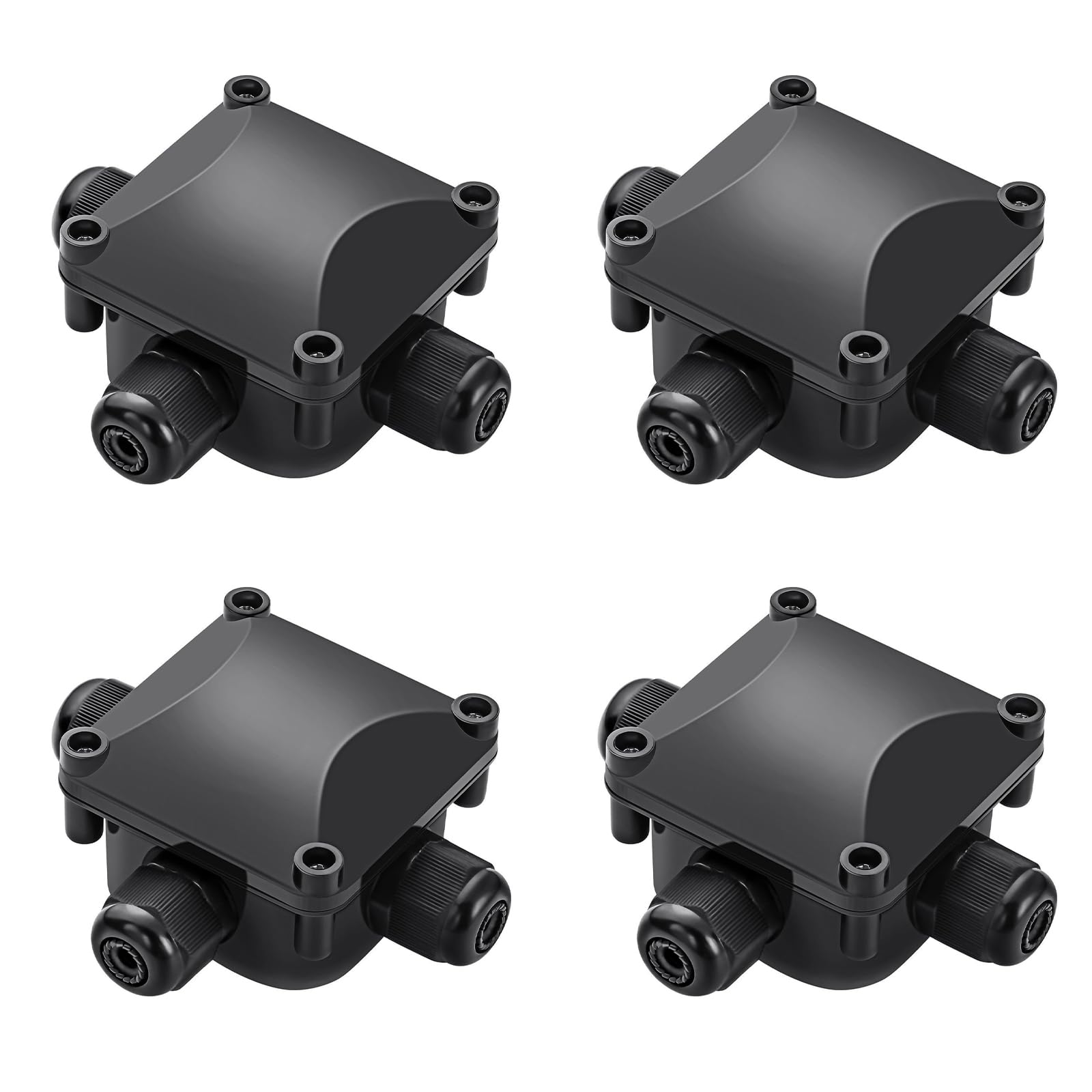 Waterproof IP68 External Junction Box, Light IP68 Cable Connector, Durable and Sturdy Plastic, Larger 3 Way Outdoor Electrical Junction Box, Extension Cord Connector Protective Box (4 Pcs)