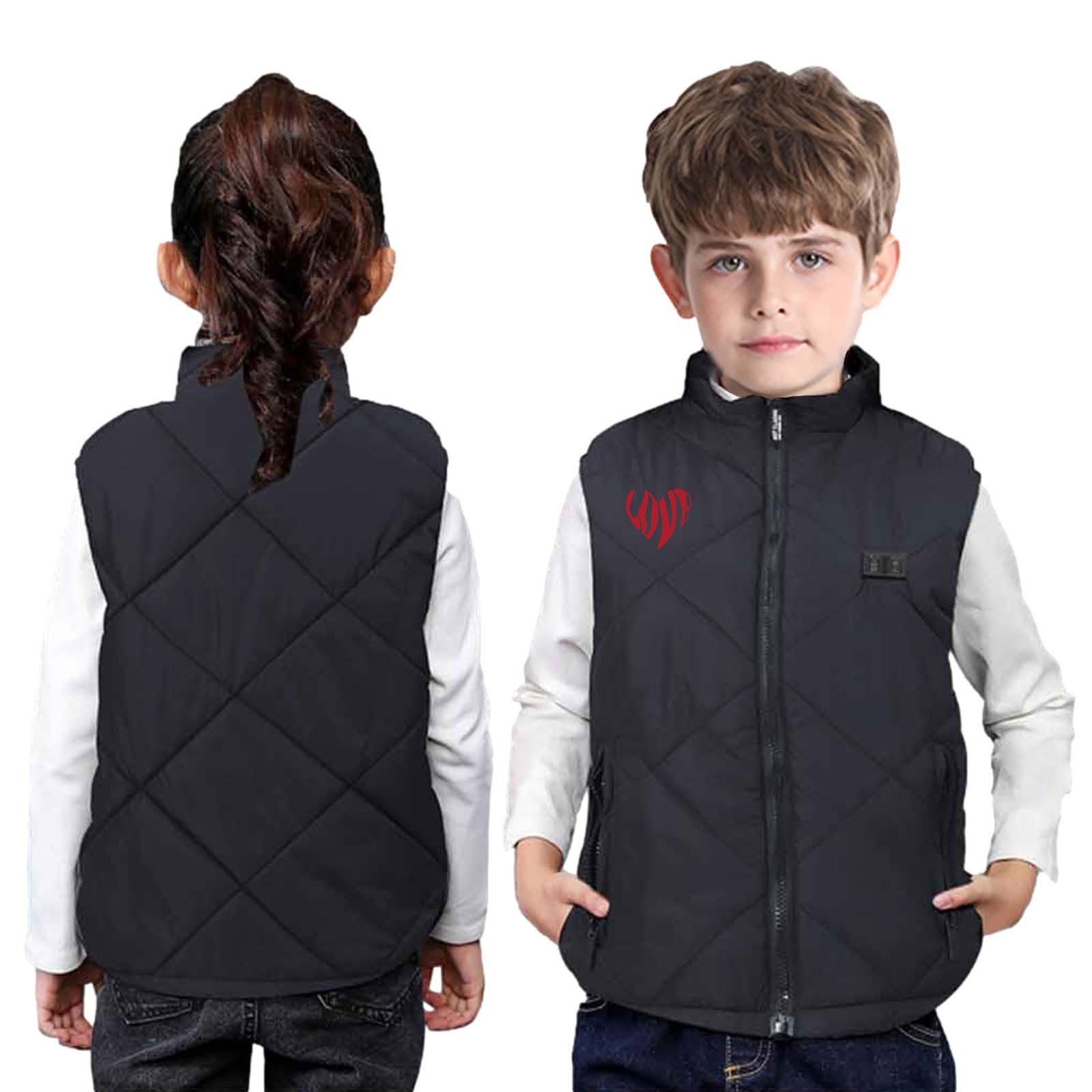 YAOJIWANG Chaleco Calefactable para Niños Chaqueta Impermeable Chaqueta Softshell con Calefaccion USB Chaqueta Termica de Invierno Abrigo Calefactable Lavable para Esqui Trekking Montaña Ciclismo