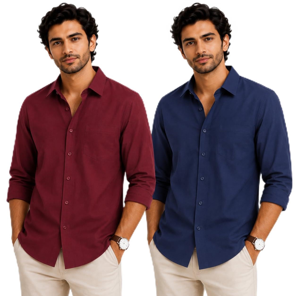 Youth First Men's Cotton Blend Casual Solid Full Sleeve Shirt | Regular Fit Collared Button Down Shirt with Chest Pocket | Comfortable Soft Fabric for Office, Casual, Party-picture-15