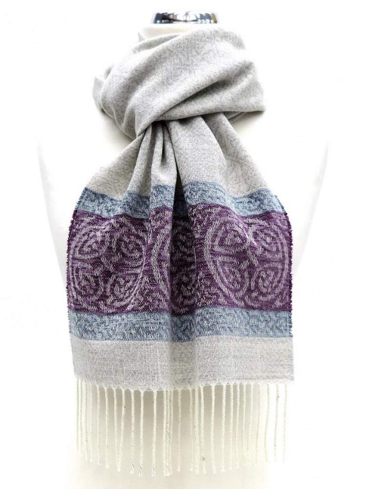 CalzeatCalzeat of Scotland Arctic Grey Celtic Border Jacquard Wool Scarf
