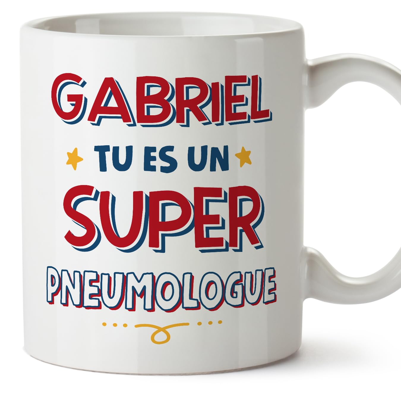MUGFFINS Personalised Mug for Pulmonologist Man - in French - Tu ES Super - Funny Custom Gift for Colleagues - Ceramic 11oz Mug