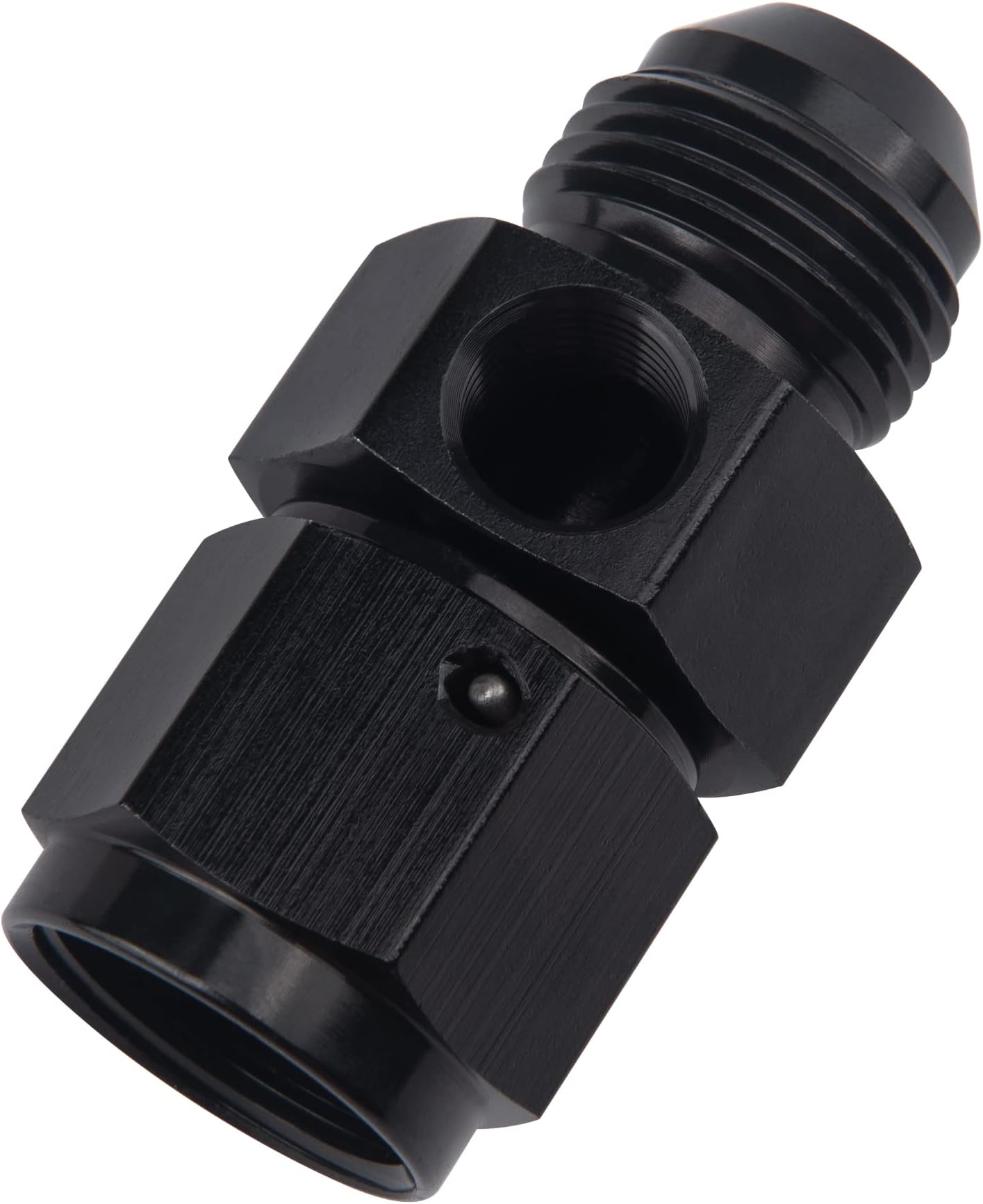 EVIL ENERGY 8AN Male Flare to -8 Female Swivel with 1/8 NPT Gauge Port Fuel Pressure Take Off Fitting Adapter Aluminum