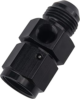 EVIL ENERGY 8AN Male Flare to -8 Female Swivel with 1/8" NPT Gauge Port Fuel Pressure Take off Fitting Adapter Aluminum