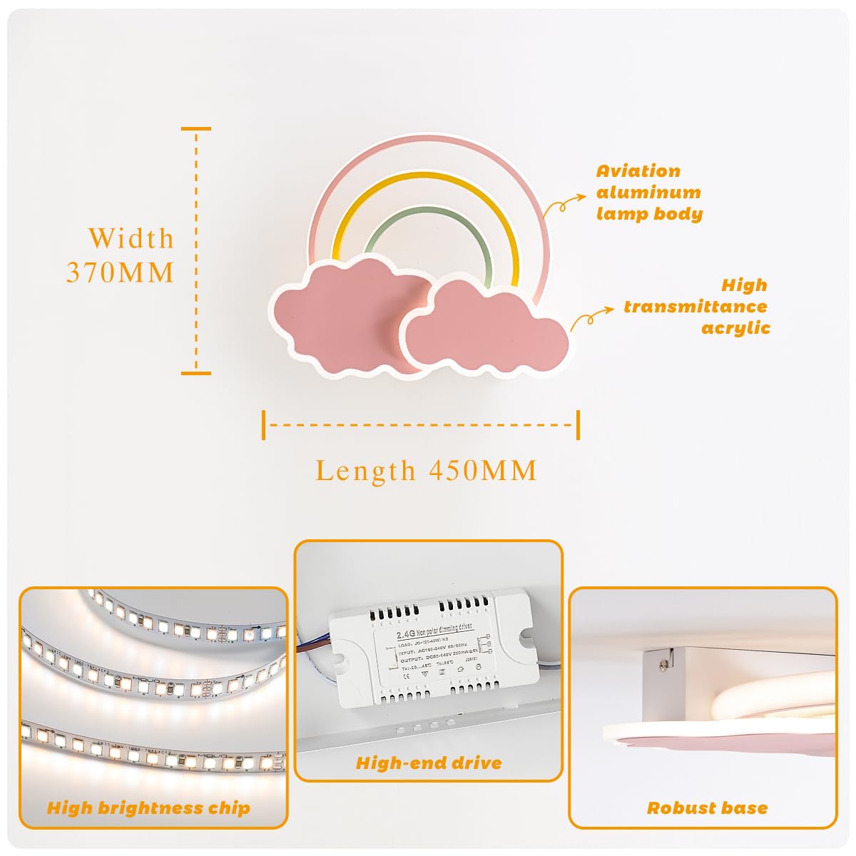 Led Kinder Deckenleuchte Wolken Regenbogen Deckenleuchte dimmbar mit Fernbedienung,Nachtlicht Funktion Kinderzimmer Schlafzimmer Wohnzimmer Junge Mädchen Schlafzimmer blau Deckenlampen 45cm