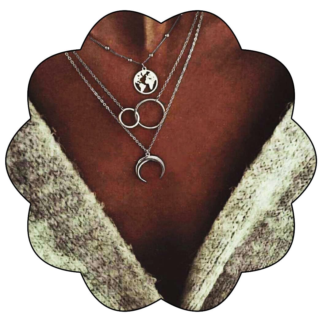 EdaryEdary Boho Moon Necklace Star Pendant Necklaces Jewlery for Women(Style 5-Gold)