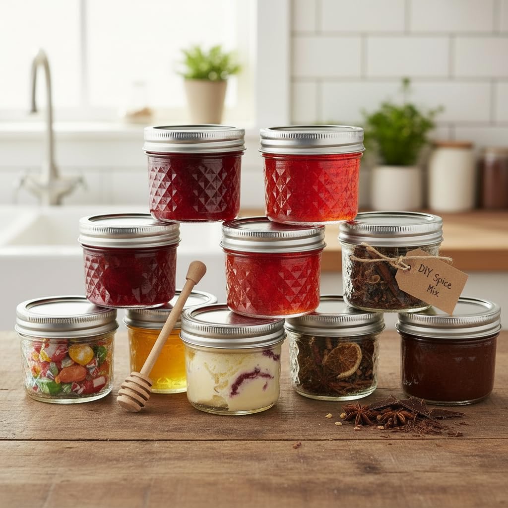 Ash & Roh® - Clear Glass Jar and Container with Air Tight Lid Storage of Spices and Dry Fruit (100 ML Baby JAR, 4)