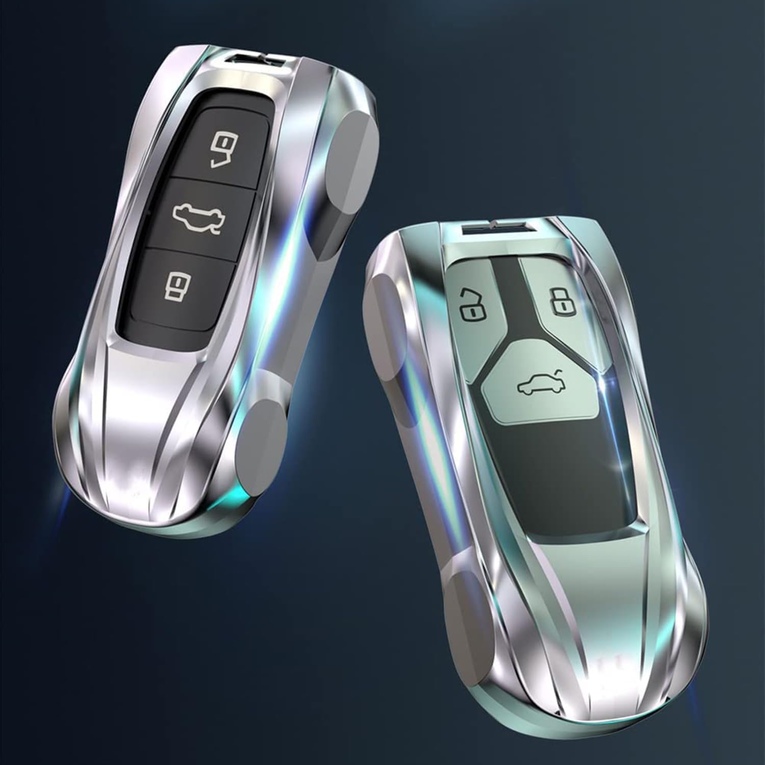 Supercar Style Metal Keyless Remote Key Fob Case Cover for Audi A6 A7 A8 Q8 SQ8 E-Tron S6 S7 RS6 Q7