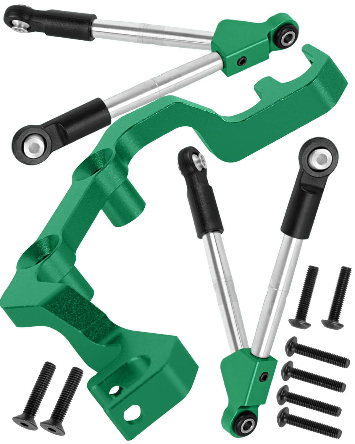 hopsupRC 7075 Aluminum C Hub Front Tie Rods with Stabilizer Upgrade Parts for 1/10 Slash 4X4 4WD LCG.Green