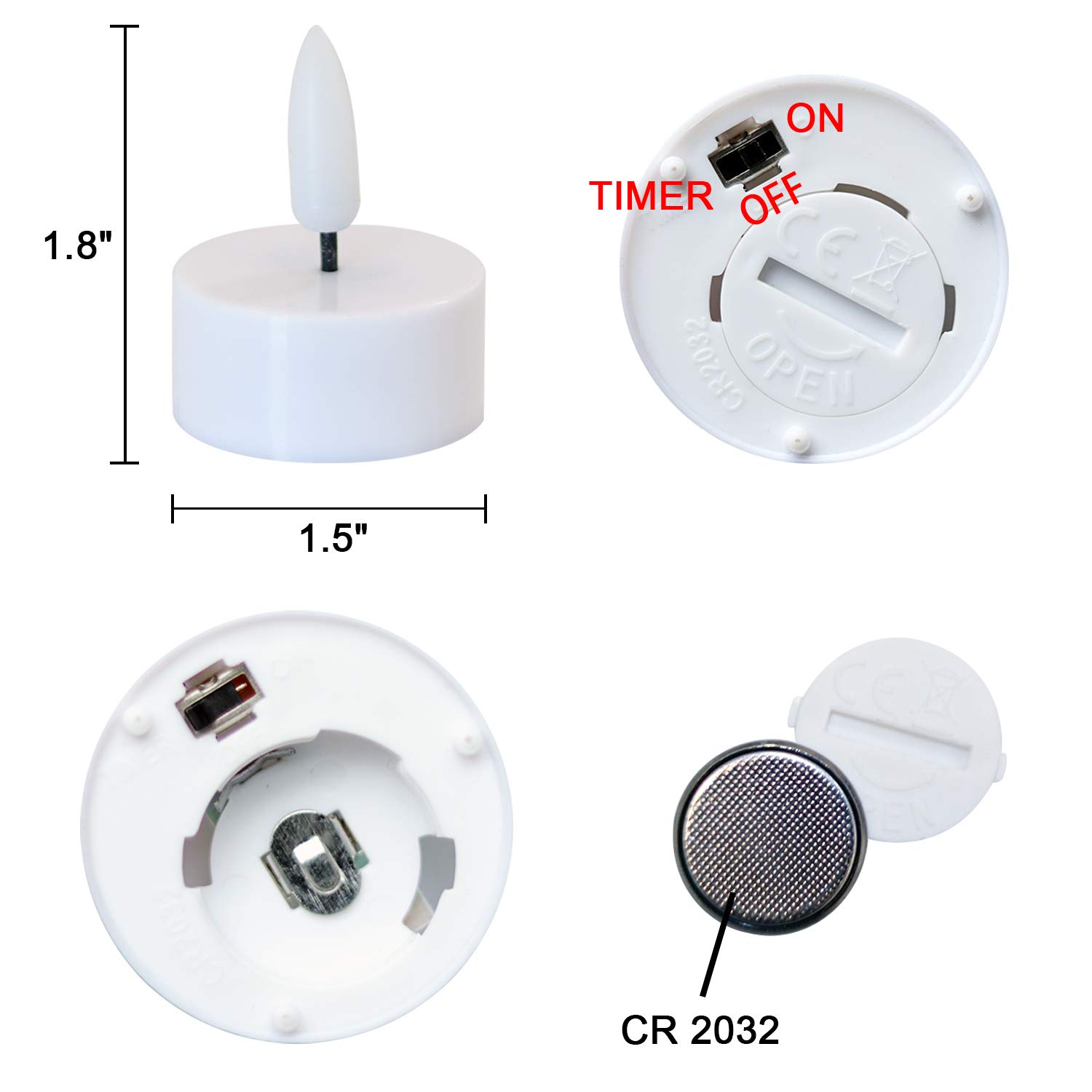 Eldnacele 6PCS Battery Operated Flameless LED Tea Light with 6H Timer, Flickering Flameless Electric Tealight Candles, 3D Wick Realistic Votive Led Candles for Wedding Festival Decor, 1.5’’x1.8’’ — view 5