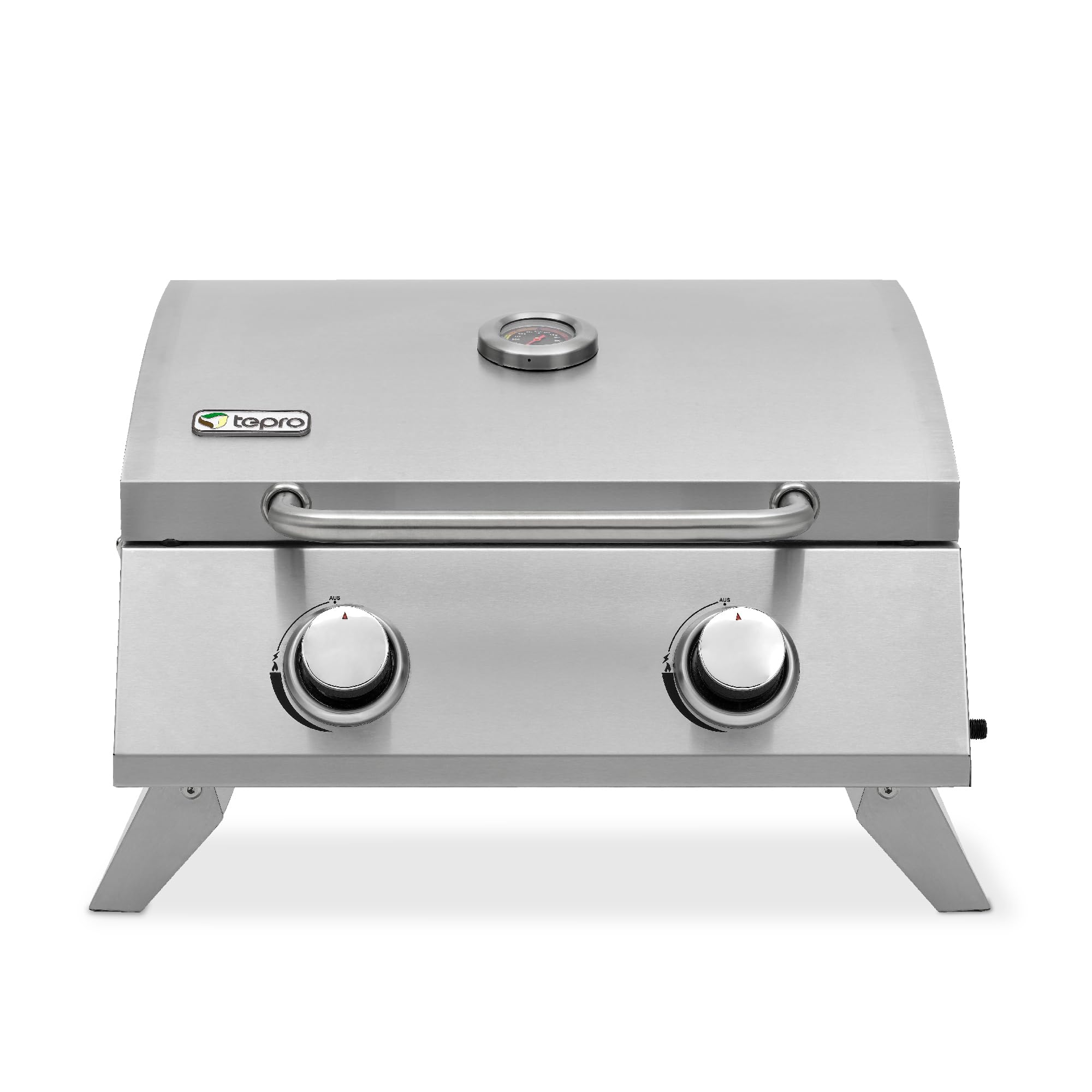 tepro Tischgasgrill Chicago – Edelstahl-Tischgrill mit 2 Brennern