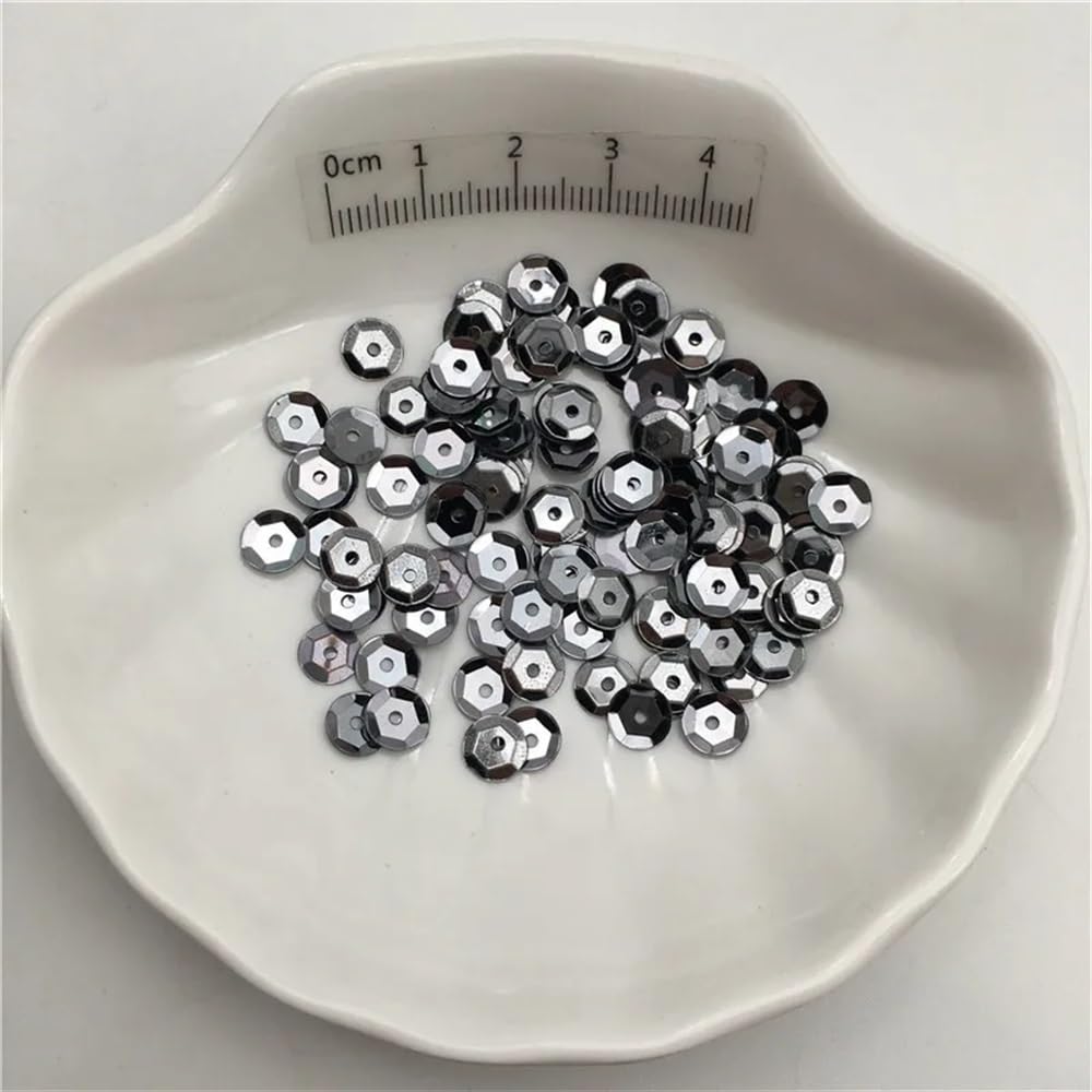 10g 3mm 4mm 6mm 10mm Silver-Base Cup Sequins Paillettes for Clothes Hat Shoes DIY Handmade Accessory(Gray,10g 10mm)