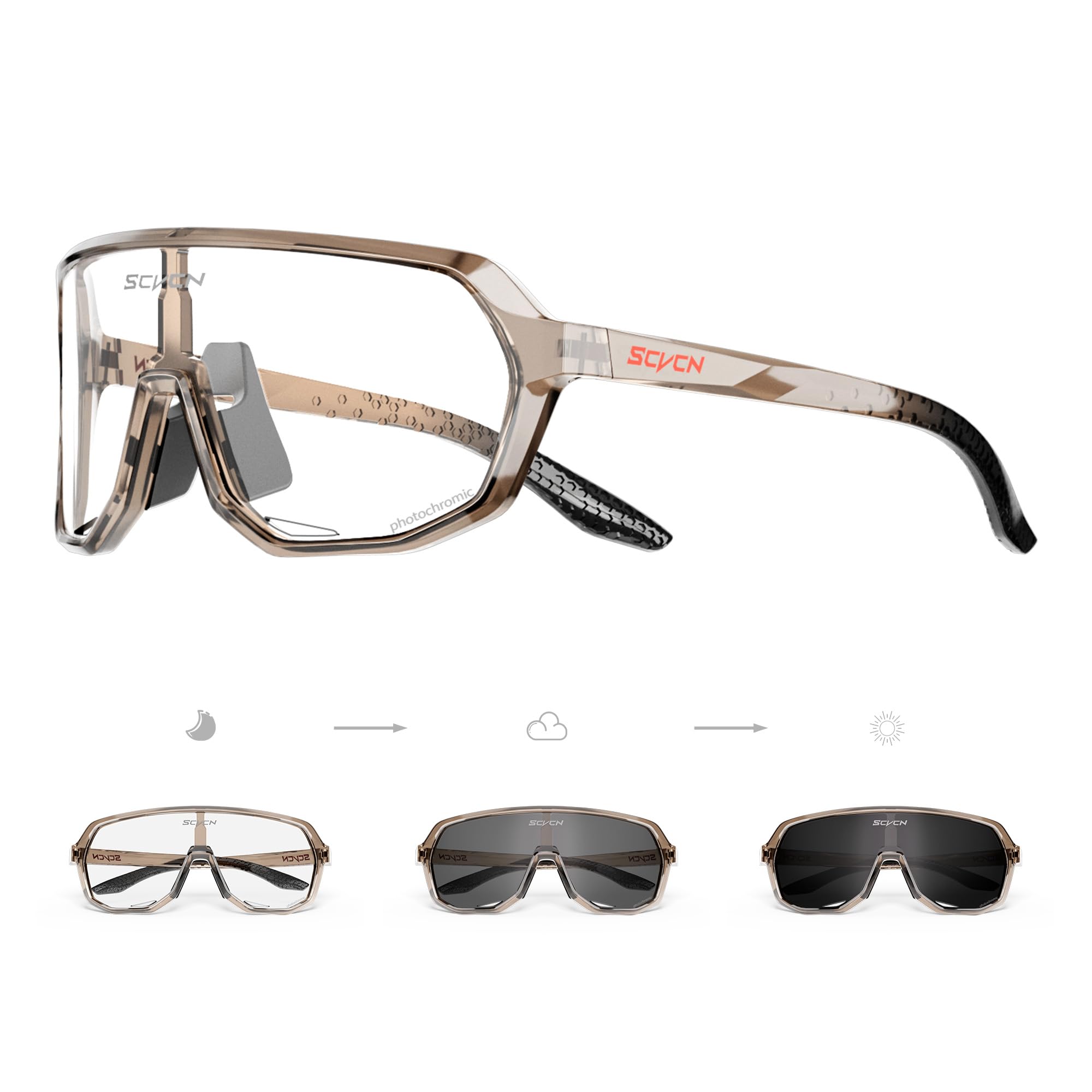 SCVCN Photochromic Cycling Glasses Men Women Clear Sports Sunglasses UV400 Protection for Cycling Running mtb mountain bike Golf and other outdoor sports 15
