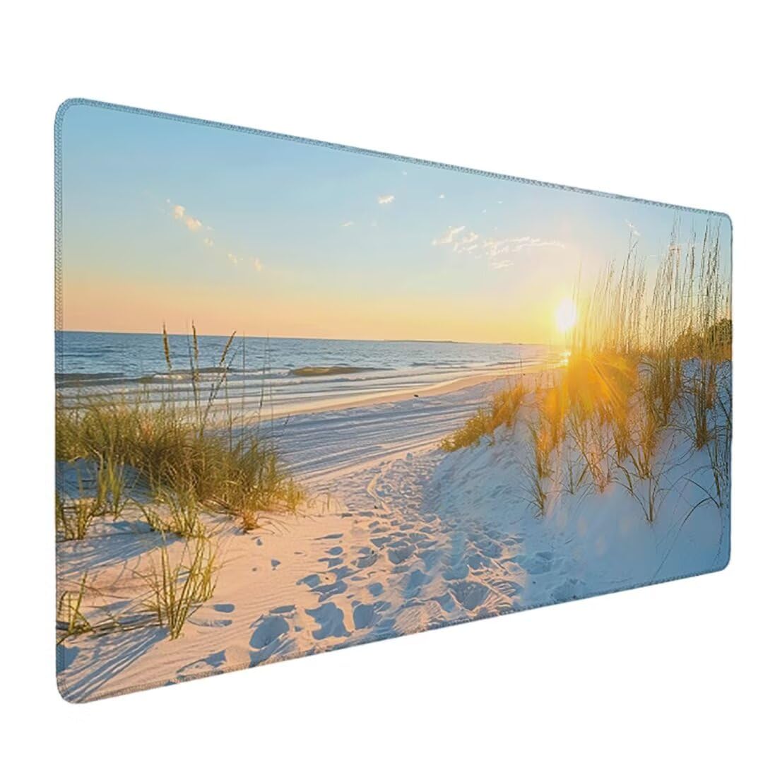 Nero Tappetino Mouse XXL, Tappetino Scrivania Spiaggia Mouse Pad Gaming con Base in Gomma Antiscivolo, Sottomano Scrivania per Computer, PC, Ufficio, Regali per Uomini e Donne 1200 x 600 x 3mm t2-tb1