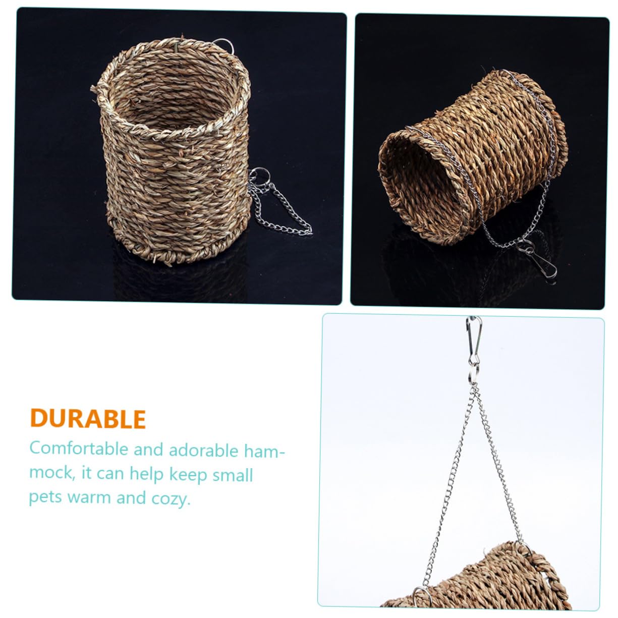minkissy Hamaca de Loro, Nido de Ardilla, Juguetes para pájaros, Columpio para Mascotas, Jaula para Ratas, Conejo, Juguetes para Loros, escondite, cabaña Colgante, Nido de pájaros, casa de bambú, la