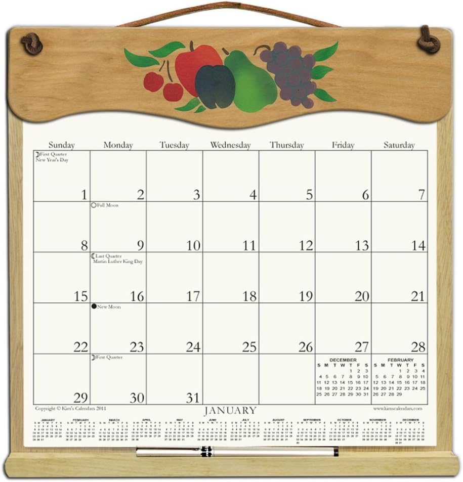 Wooden Refillable Wall Calendar Holder filled with the rest of 2014