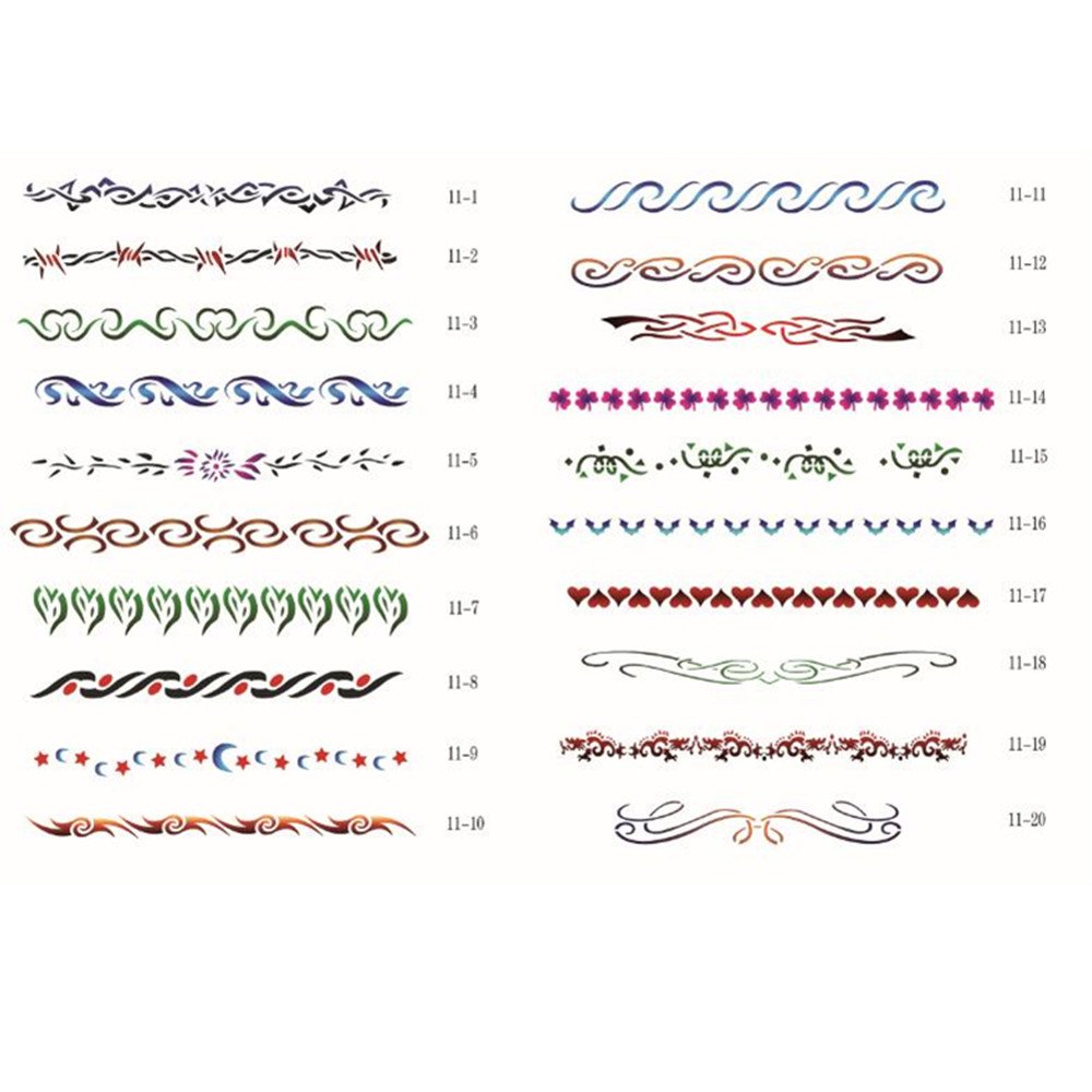 Buyter Reuseable Unique Stencil Designs Airbrush Tattoo Template Set Booklet (Book-11)