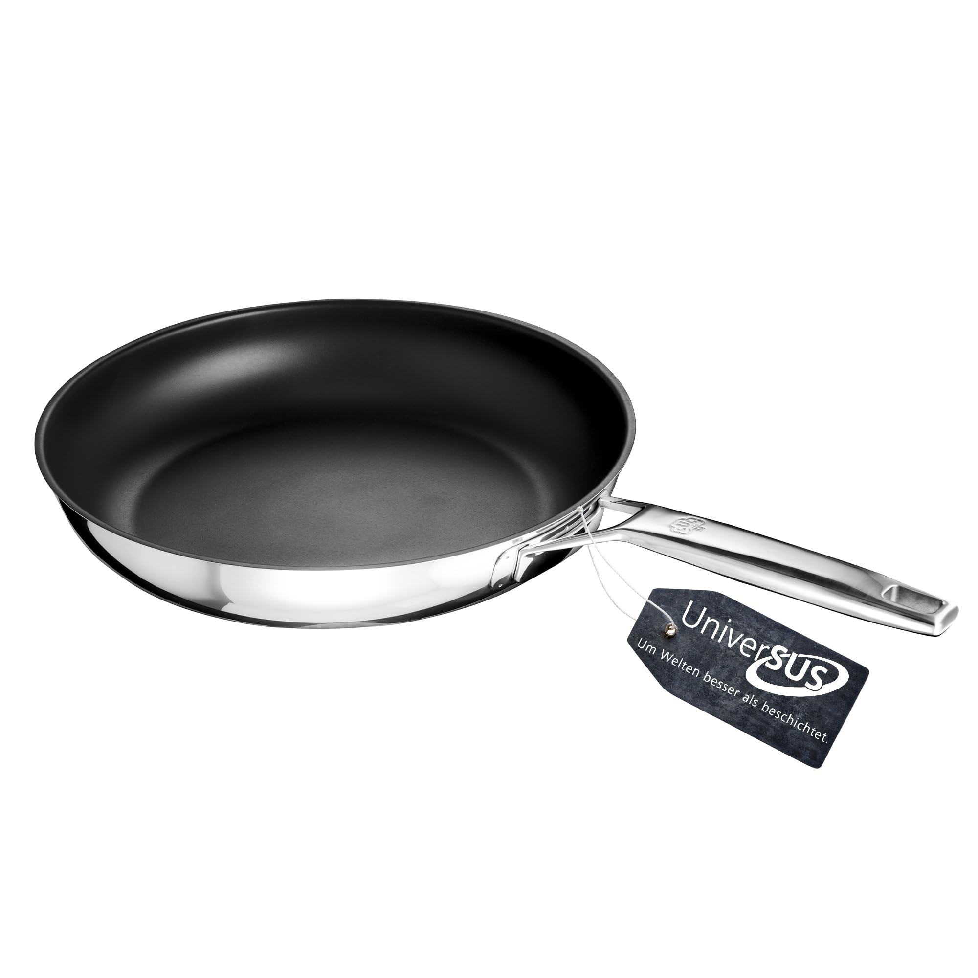 Schulte-Ufer Bratpfanne ASTRAL mit UniverSUS-Oberflächenstruktur, ohne PFAS/PTFE, 64456-28, Edelstahl, 28 cm