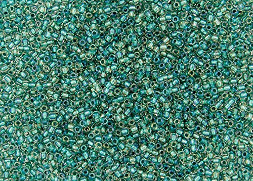 8/0 Toho Japanese Seed Beads - Teal Lined Crystal Rainbow #264 (28g Tube), Small