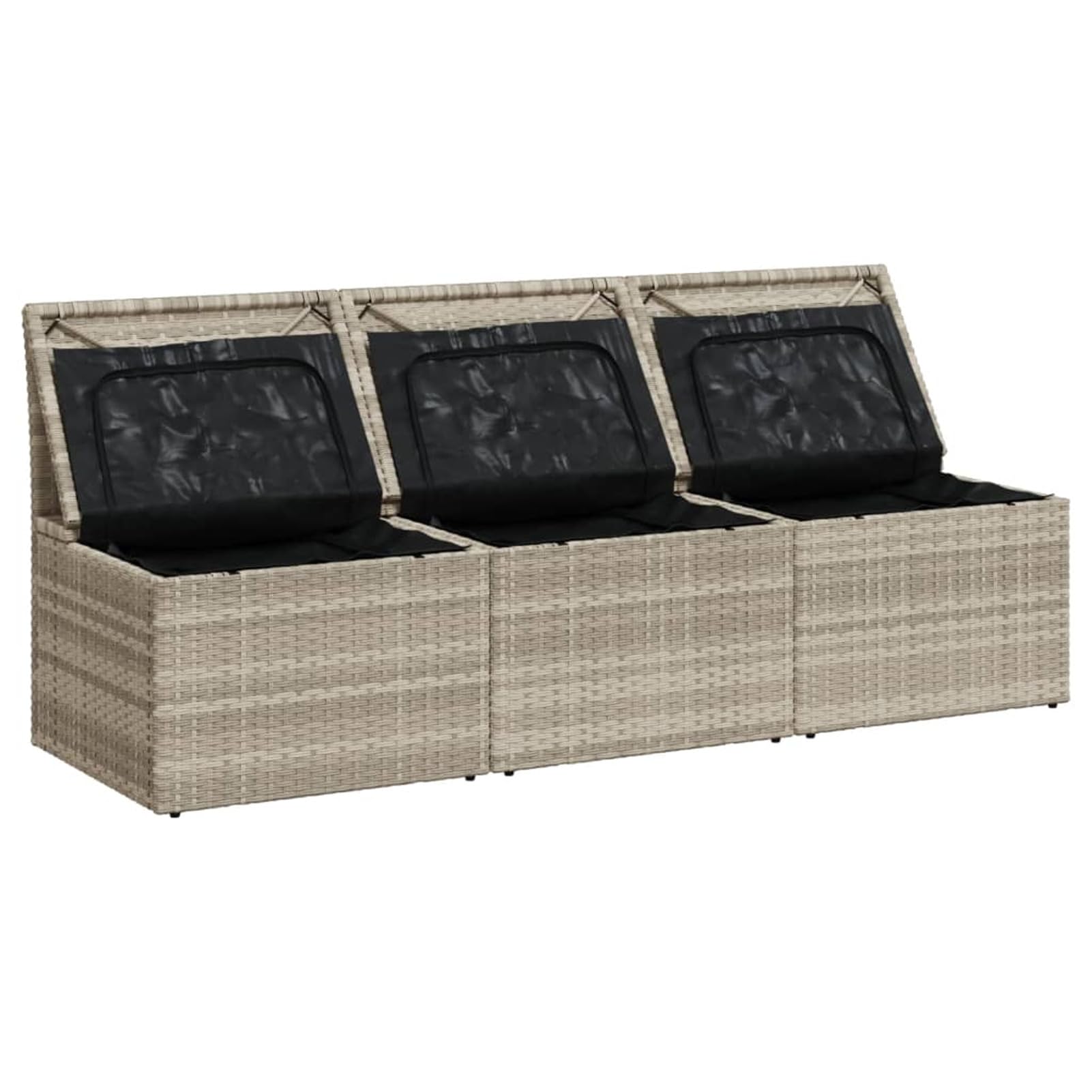 Divano da Giardino con Cuscini 3 Posti Grigio Chiaro Polyrattan,Divano da Giardino da Esterno,Divani da Giardino,Arredamento da Giardino-366194