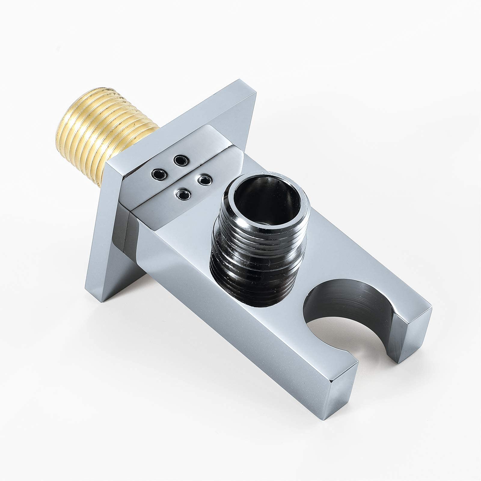 AKAZI Duschkopfhalter Messing-Handbrausehalterung Wandmontierter quadratischer Duschhalterungshalter Chrom-Duschhalter, G 1/2-Schnittstelle