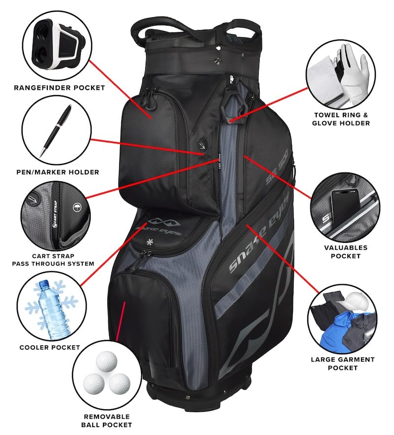 Snake Eyes SE500 14 Way Divider Golf Cart Bag Gray/Black