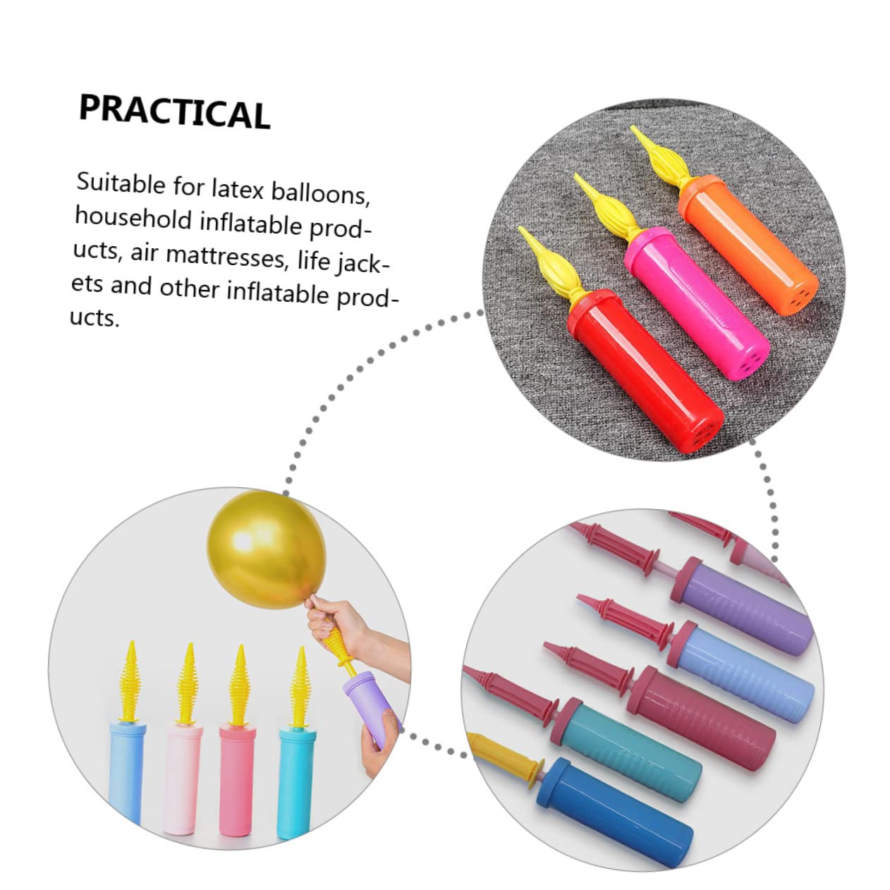 Pompa Manuale per Palloncini Portatile in Plastica, 5 Pezzi
