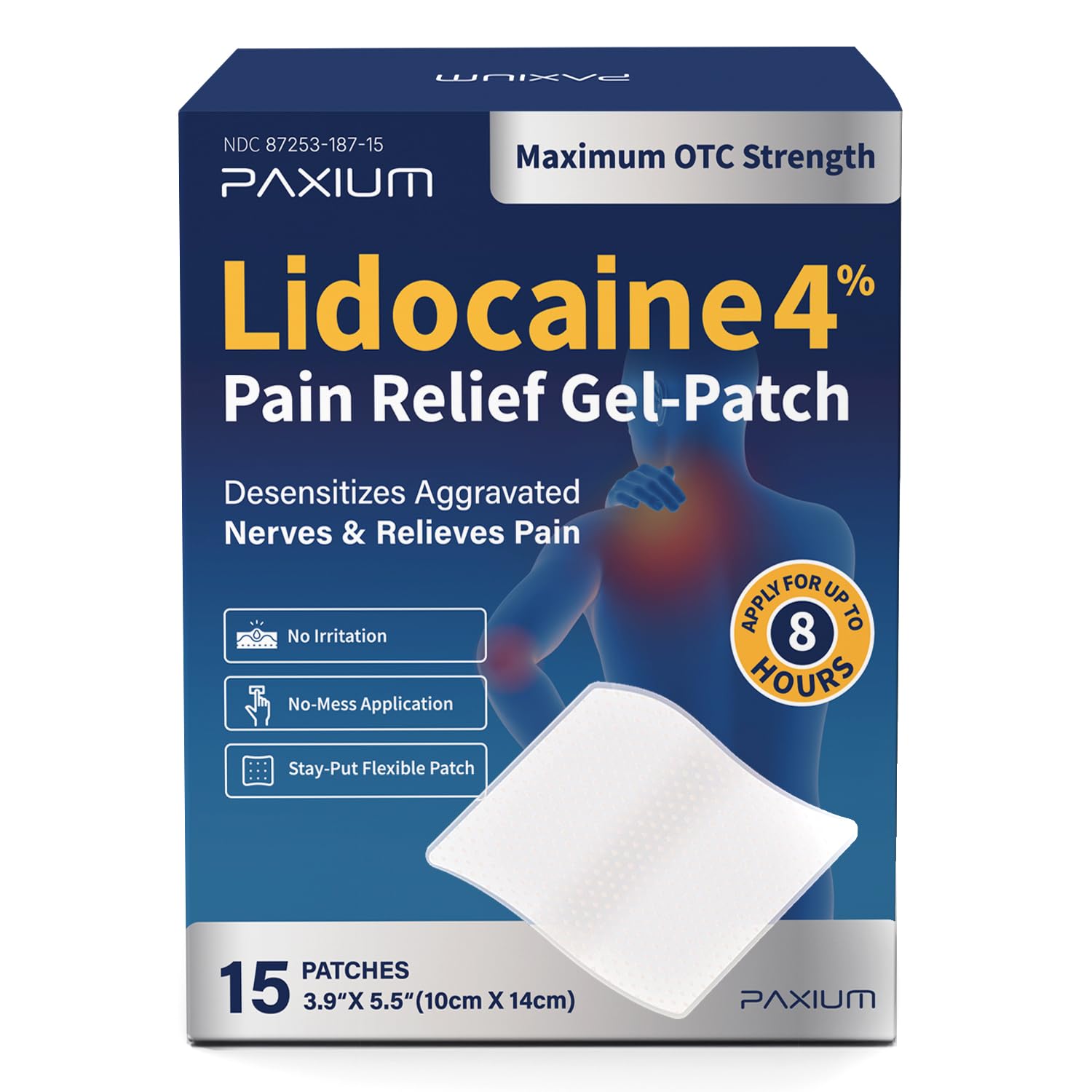 4% Lidocaine Patches Maximum Strength: Pain Relief Patch for Back Neck Shoulders Knees Elbows - Topical Analgesic 15 Count - 1