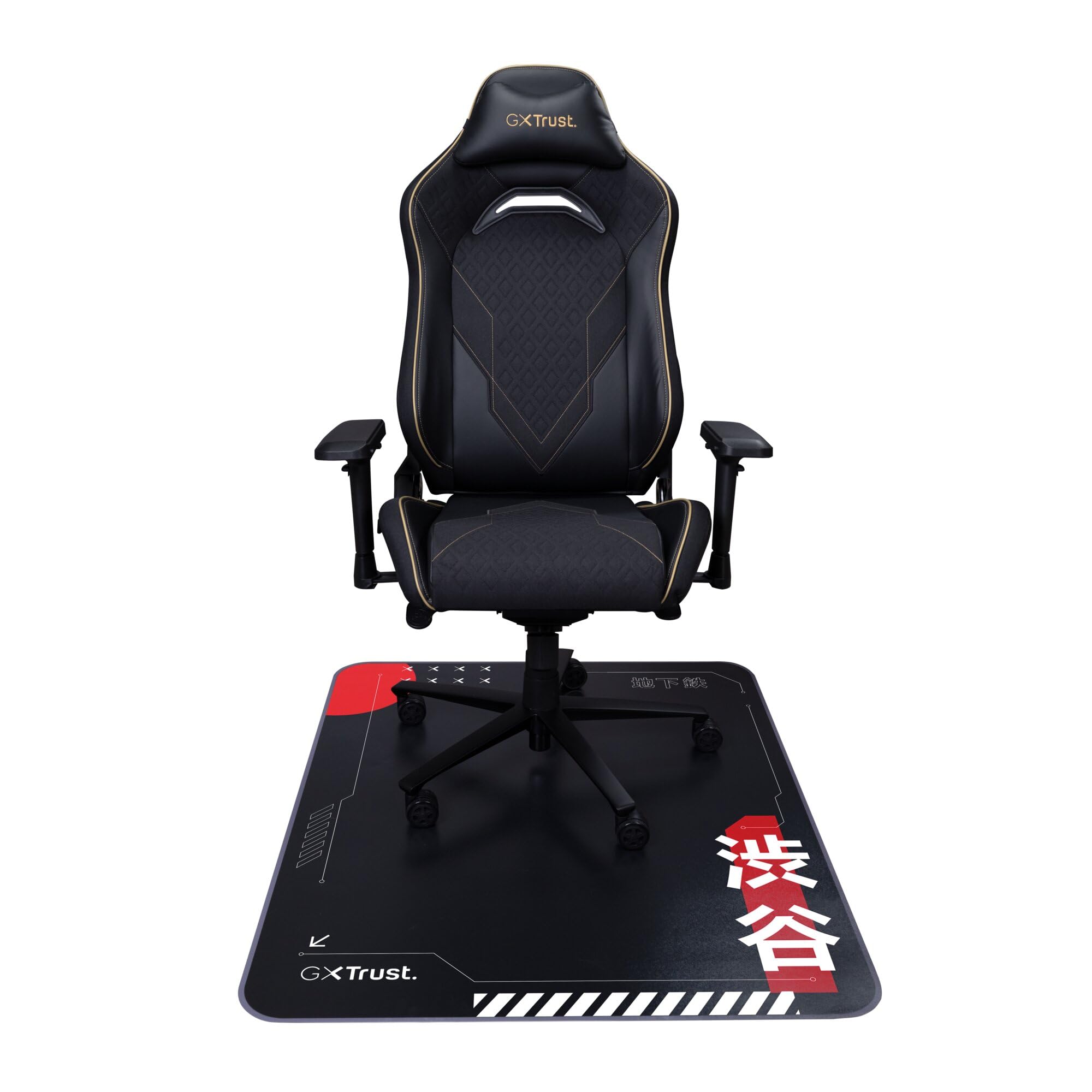 GXTrust Alfombrilla para Silla de Gaming 99 x 120 cm, Japón Negro | para Suelos Duros y Alfombras, Material Resistente y Duradero, Protector para Suelo, Oficina, Japan Tokyo Anime Manga Kyoto