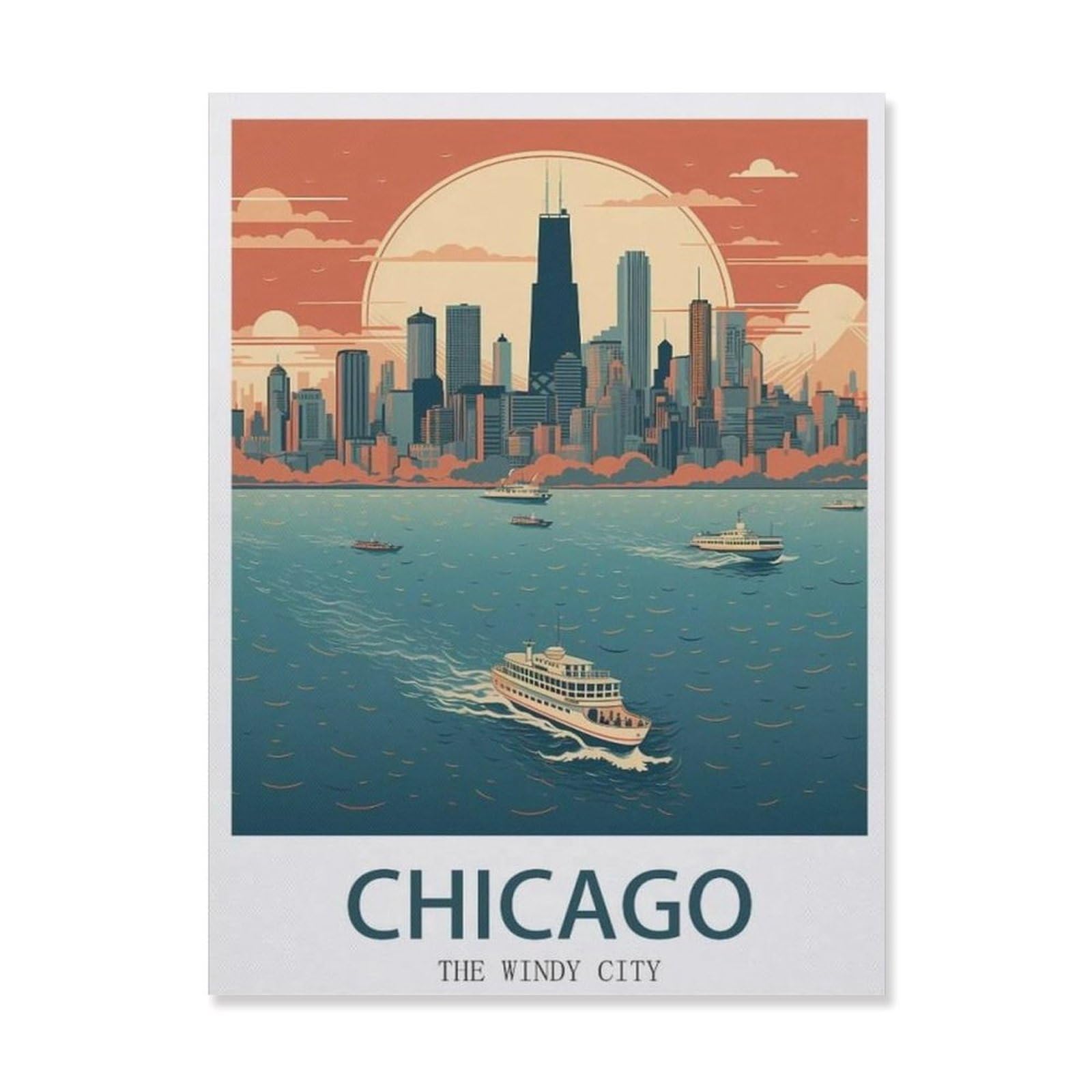 Metal Tin Sign，Chicago The Windy City(15x30cm）