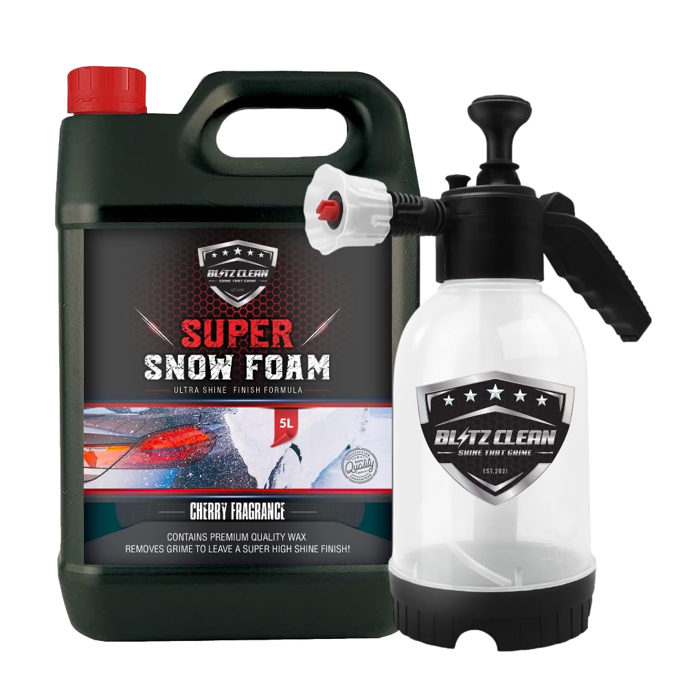 Snow Foam Plus 2L Pump up Snow Cannon Gun For Car Van Caravan 5L Super Thick Pre Wash Pressurised Snow Cannon Lance Kit No Jet/Pressure Washer Needed (Cherry)