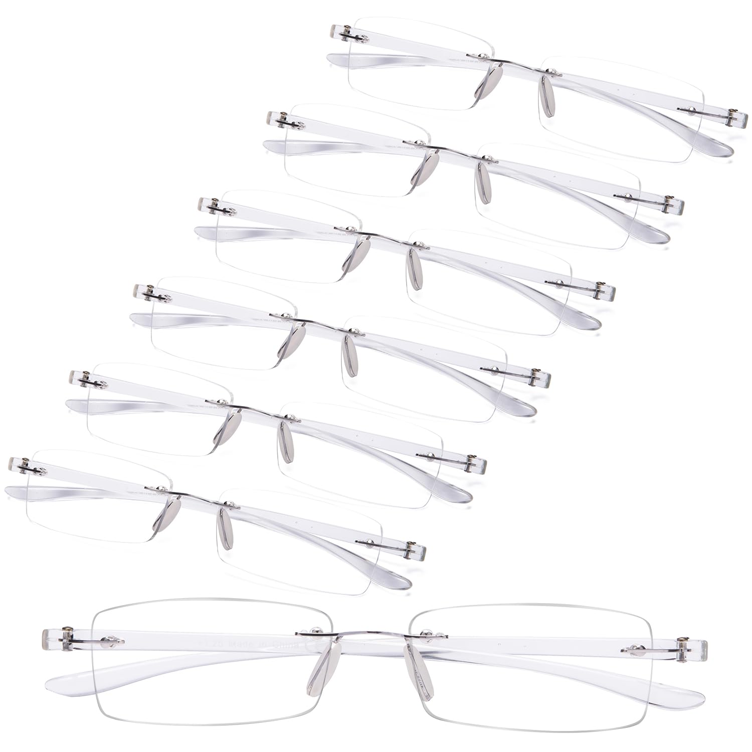 GUD Reading Glasses 7 Pairs Rimless Readers Women Men Reading Eyeglasses