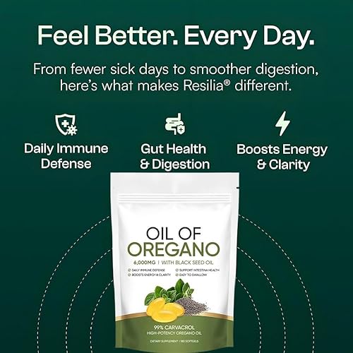 Miniatura 3 de Aceite de orégano con aceite de semilla negra, cápsulas de aceite de orégano de 6000 mg, apoyo inmunológico, sin OMG, sin gluten, fácil de tragar,