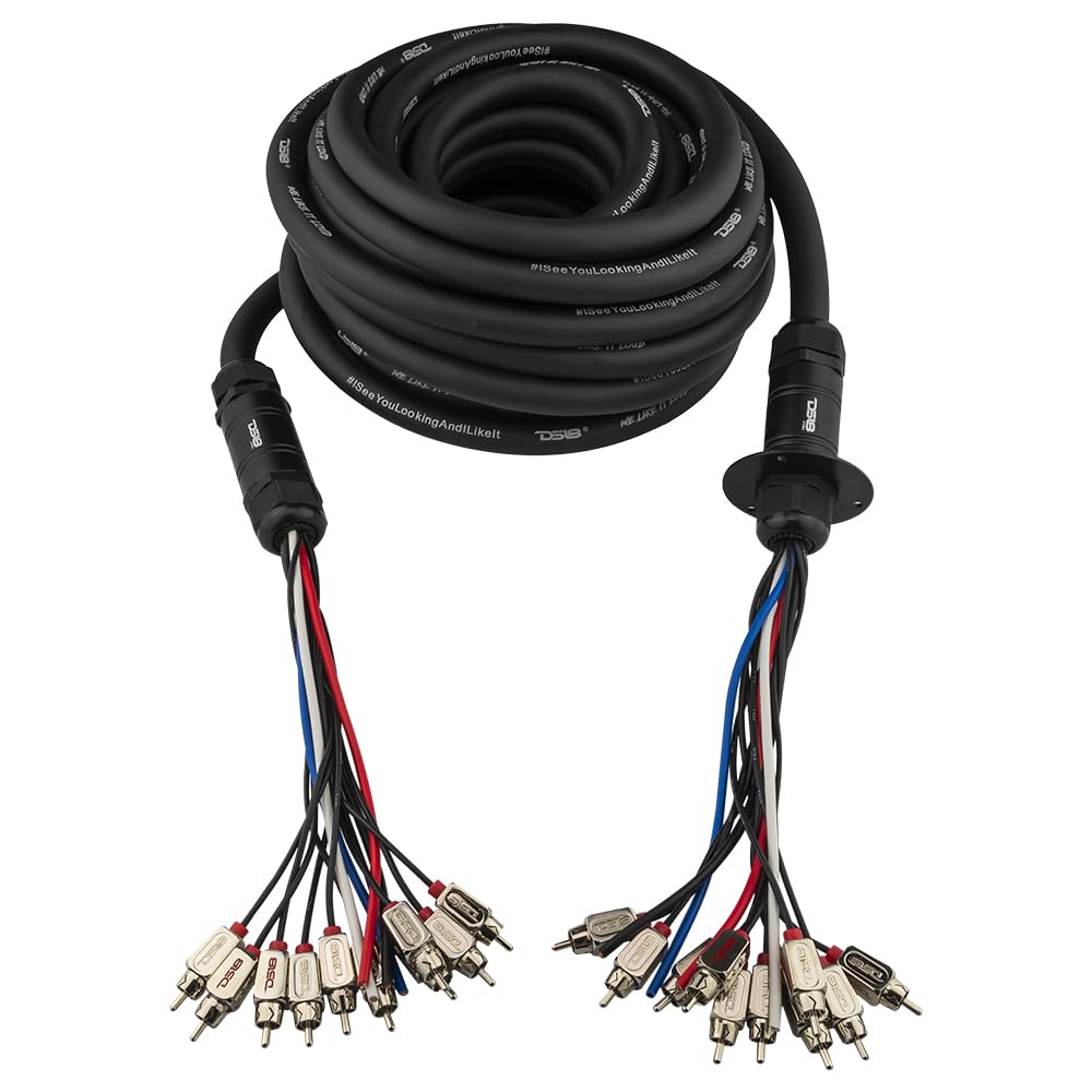 DS18 MDSA10/4.50 pies Medusa/Snake Cable de audio con 10 canales RCA y 4 cables de alimentación OFC de 12 GA de 50 pies, cable de audio remoto resistente para extensión de caja de radio