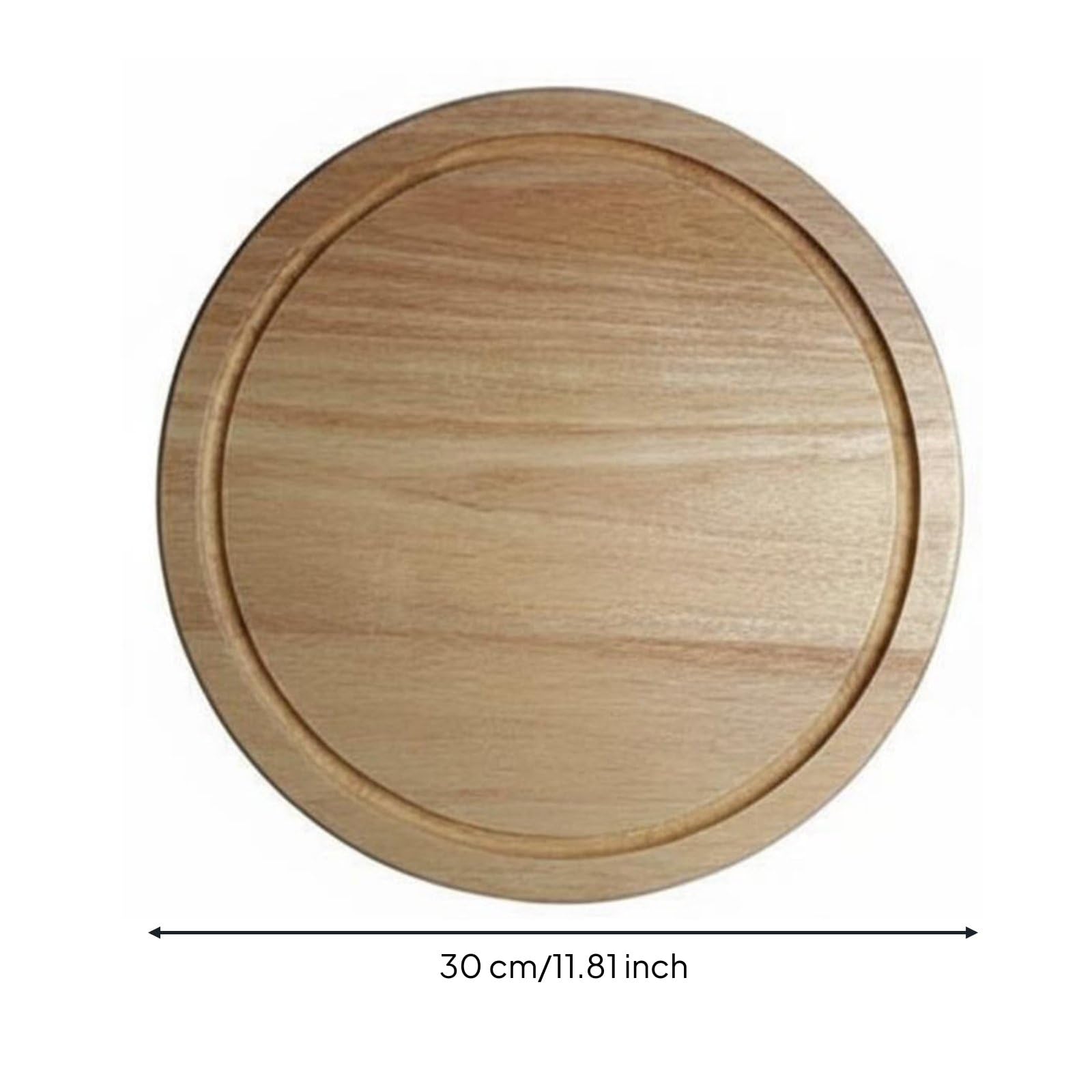 Qianly Alzatina per Pizza in Design in Legno Elegante Espositore per Dolci Stile Rustico Multiuso Porta Cupcake Rustico per Ristoratori, Brunch, Pasticceria, 30CM, Rovere Scanalato