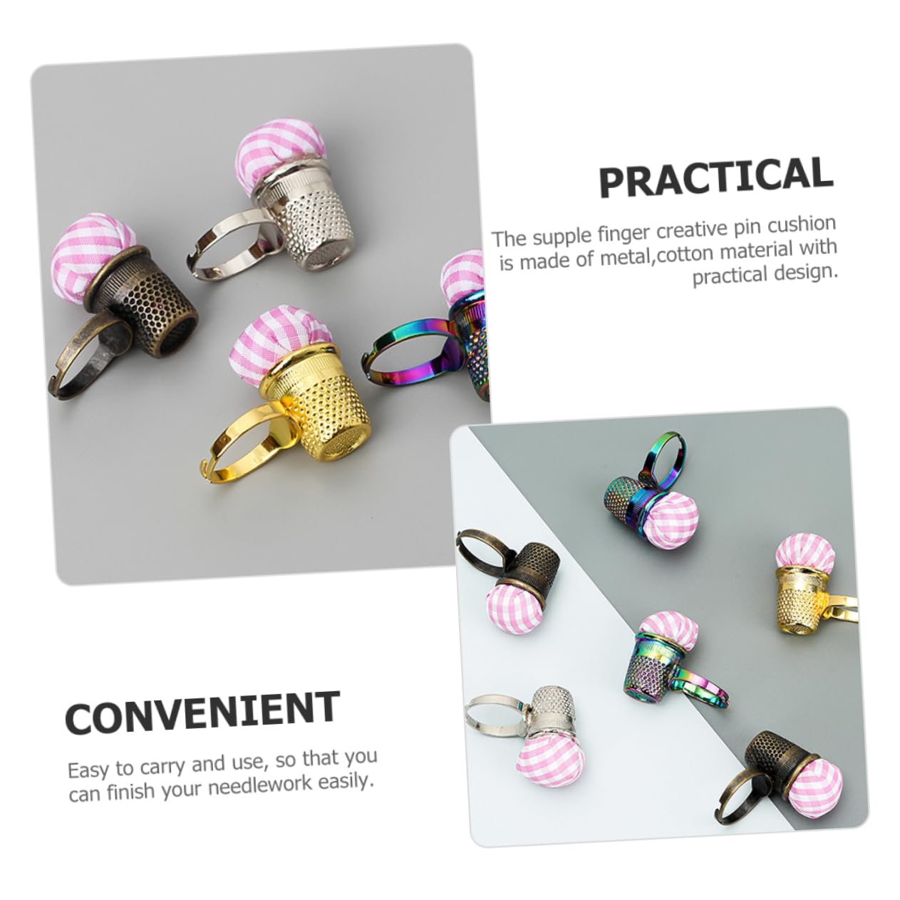 BEBEMOKO Lovely Finger Pin Cushion Sewing Pin Holder for Household Sewing Supplies Reusable Needle Cushion for Crafting and Quilting