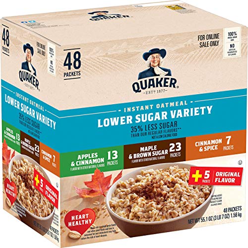 Quaker Instant Oatmeal, Lower Sugar, 4 Flavor Variety Pack