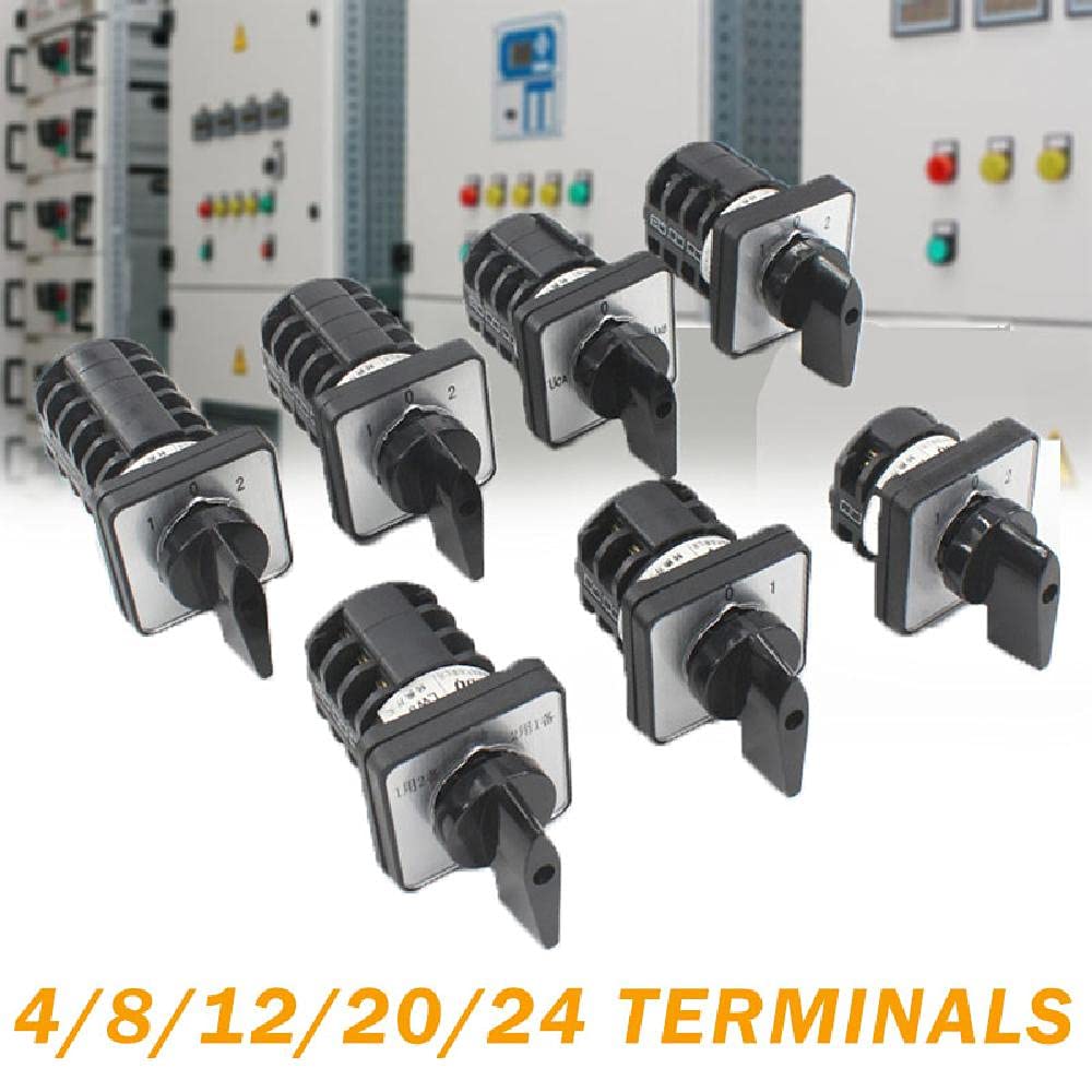 Interruttore Rotativo 3 Posizioni 20A 690V - Commutatore Universale A Camme Con 12 Terminali - Foto 10
