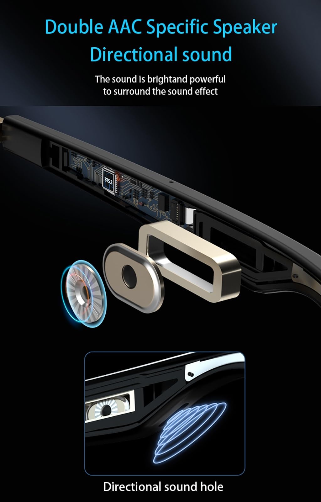 5.3 Occhiali intelligenti accoppiati Bluetooth IP67 Impermeabili per chiamate in vivavoce e musica Occhiali da sole con protezione UV esterna...