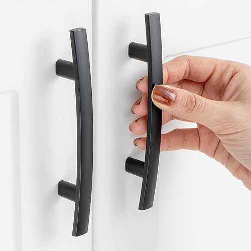 Miniatura 1 de ASKANO Paquete de 30 tiradores de cocina con barra curvada negra para gabinete de cocina, ZP2204, herrajes sólidos para cajón, tocador, baño,