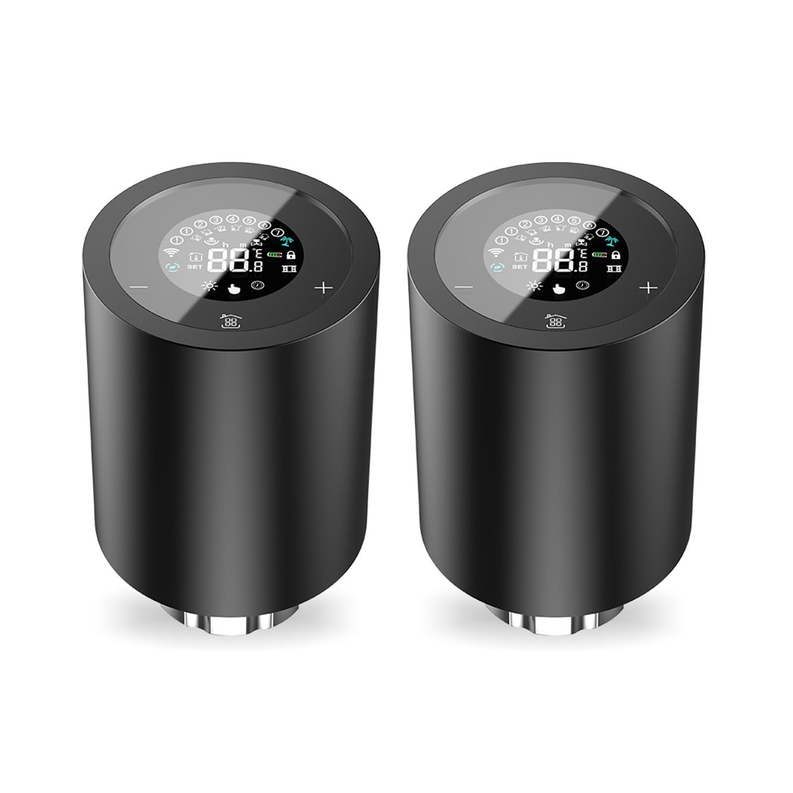 Inteligentny termostat, Inteligentny siłownik chłodnicy Tuya, termostat zaworu TRV automatyczna programowalna kontrola głosowa temperatury dla Alexa Google Home(2Pcs)