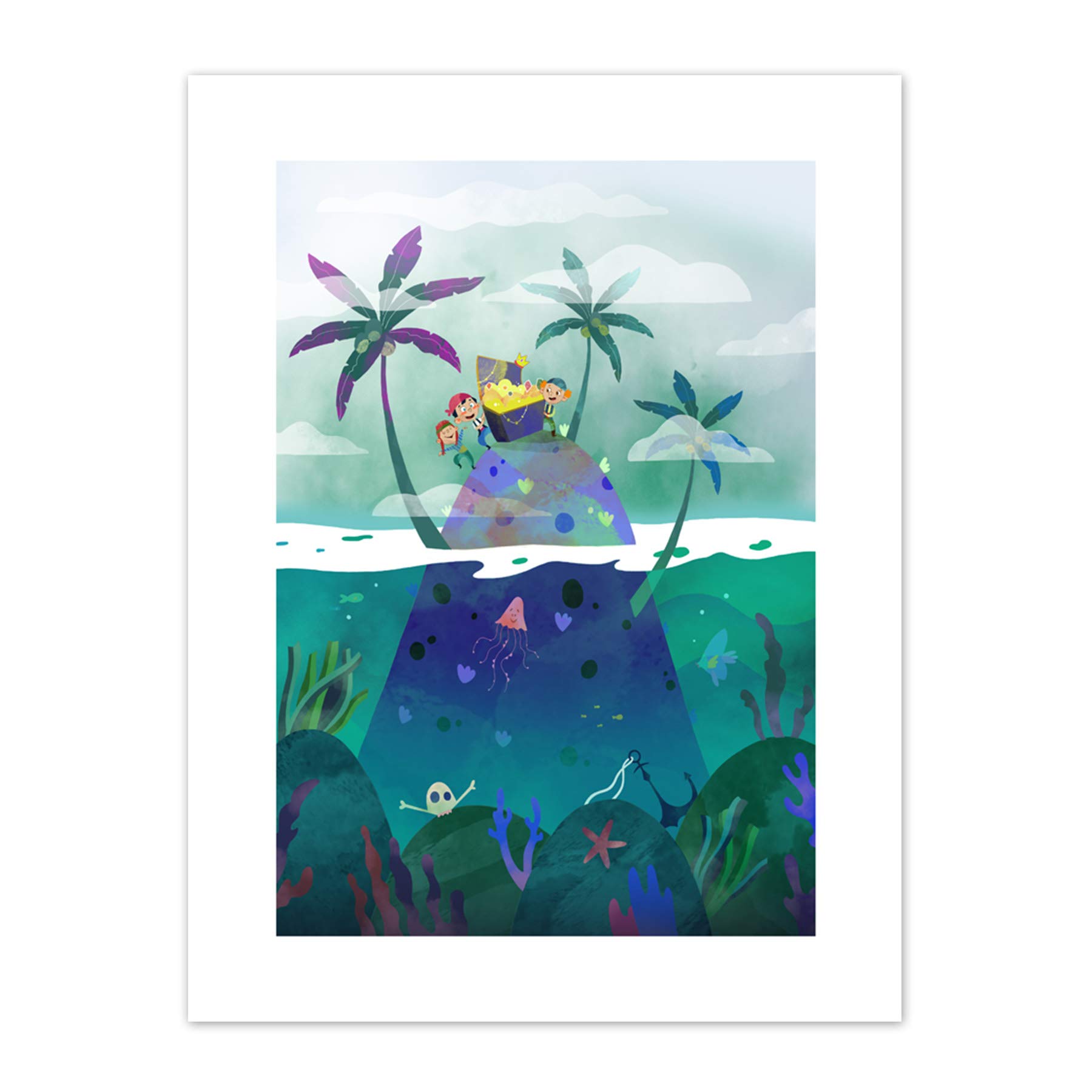 Wee Blue Coo Pirates Treasure Canvas Wall Art Print