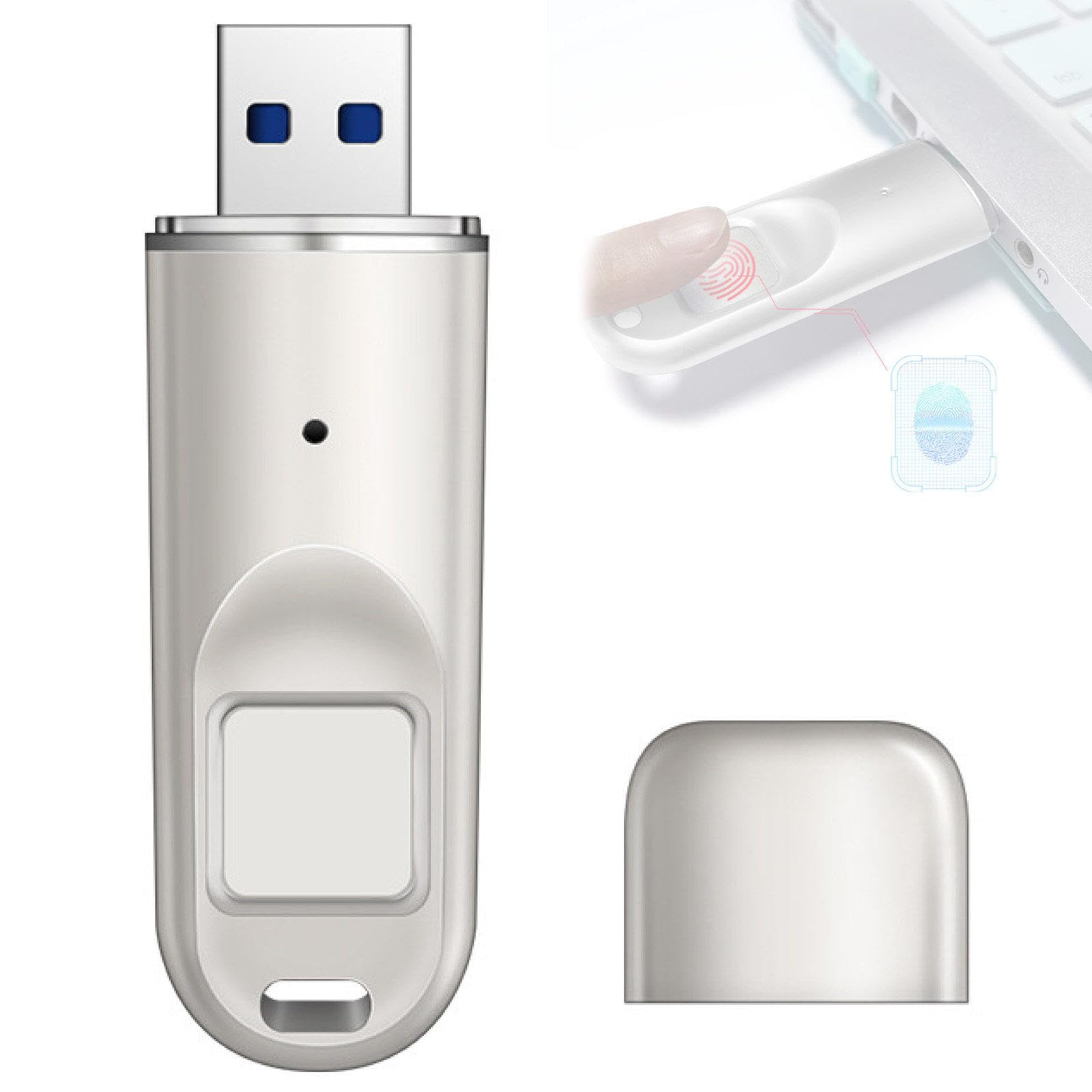 Memoria USB, Memoria USB Encriptada por Huella Dactilar, Almacenamiento Externo por Huella Dactilar, USB 3.0 Flash De Alta Velocidad,Almacenamiento Y Transferencia De Datos Seguros 64GB